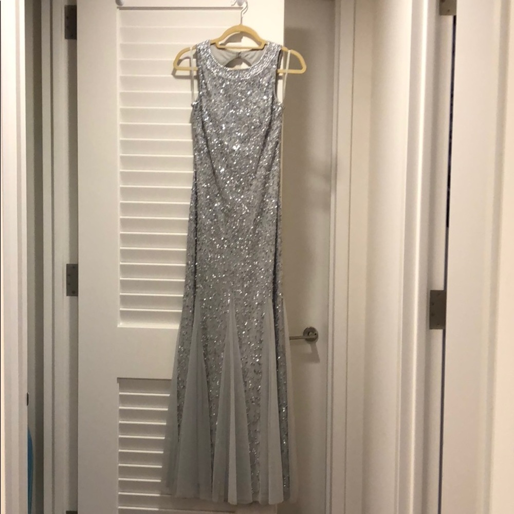 Aidan Mattox Silver Sequin Dress